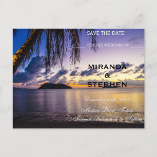 Postal De Anuncios Ahorre la fecha de la playa al atardecer