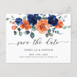 Postal De Anuncios Ahorre la fecha de naranja quemada Boho Pampas Ter