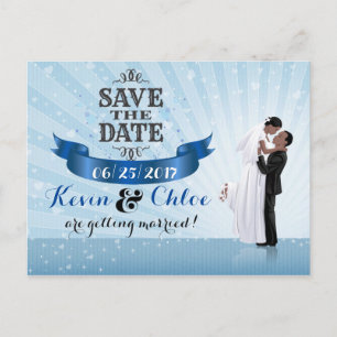 Postal De Anuncios Ahorre la fecha (los pares afroamericanos)