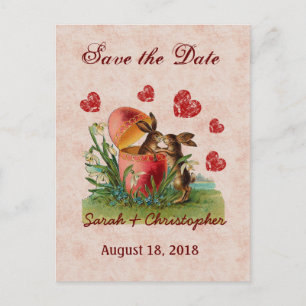 Postal De Anuncios Ahorre los conejos lindos del vintage de la fecha