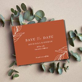 Postal De Anuncios Ahorro Boda Hoja Tropical Óxido Guardar Fecha