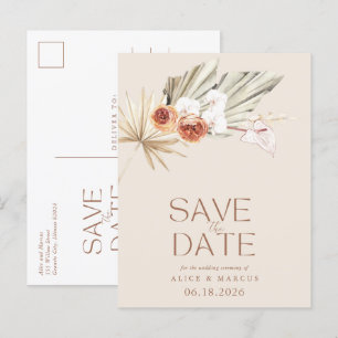 Postal De Anuncios Ahorro Boho Floral Boda Guardar La Fecha