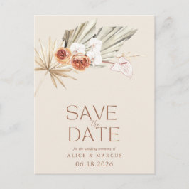 Postal De Anuncios Ahorro Boho Floral Boda Guardar La Fecha