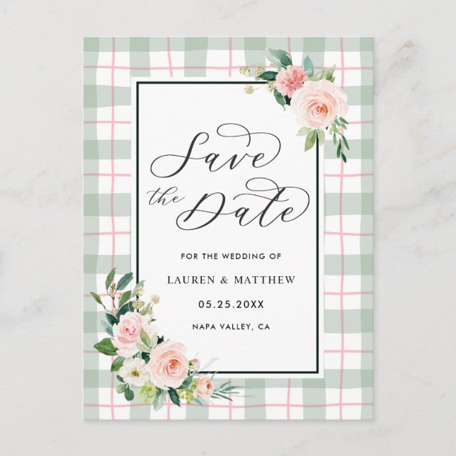 Postal De Anuncios Ahorro de Boda de Flor de Acuarela (Anverso)