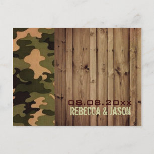 Postal De Anuncios ahorro de boda de madera rústica occidental Camo