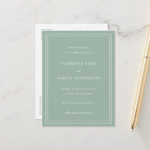 Postal De Anuncios Ahorro de boda presupuesto verde salvia guardar fe