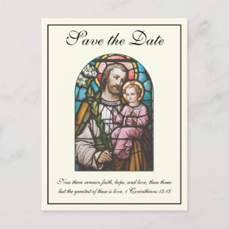 Postal De Anuncios Ahorro de Fecha de Boda Católica de San José