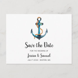 Postal De Anuncios Ahorro de fecha de boda náutica ancla acuarela