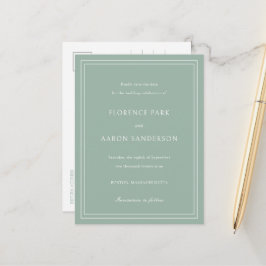 Postal De Anuncios Ahorro de fecha de boda verde salvia