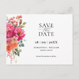 Postal De Anuncios Ahorro de Fecha Floral Acuarela