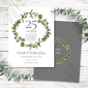 Postal De Anuncios Ahorro del 25º Aniversario de Bodas con Vegetación