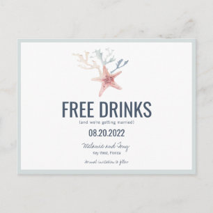 Postal De Anuncios Ahorros divertidos de boda de playa costera