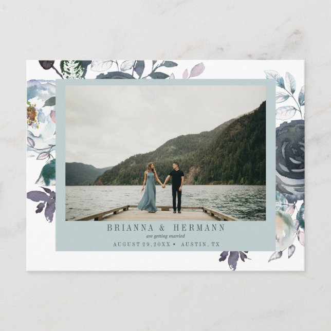 Postal De Anuncios Algo Azul | FOTO WEDDING SAVE THE DATE (Anverso)