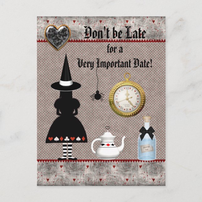 Postal De Anuncios Alice Halloween Baby Shower Save the Date (Anverso)