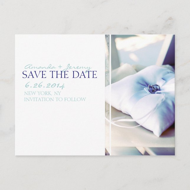 Postal De Anuncios Almohadilla de anillo elegante Save the Date (Anverso)