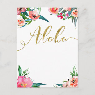 Postal De Anuncios Aloha Floral Tropical Moderno de Verano Guardar la