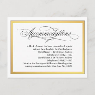 Postal De Anuncios Alojamiento de Boda con Florituras de Letra Elegan