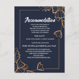 Postal De Anuncios Alojamiento floral navy y dorado