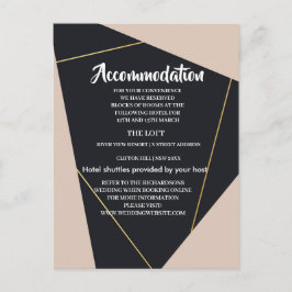 Postal De Anuncios Alojamiento geométrico en blanco y negro y dorado