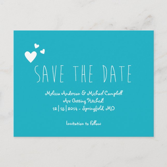 Postal De Anuncios Alto y Delgado Save The Date (Anverso)