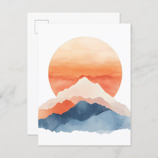 Postal De Anuncios Amanecer de la cima de la montaña abstracta dorada