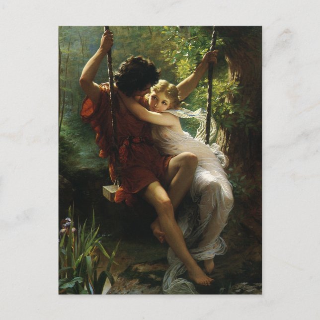 Postal De Anuncios Amantes de una Swing. Primavera, guardar la fecha (Anverso)