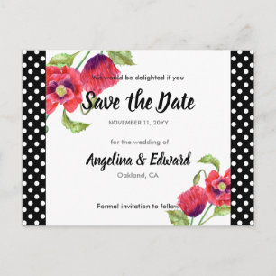 Postal De Anuncios Amapolas Rojas Floral Silvestre Boda Guardar La Fe