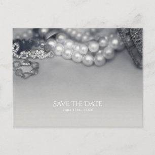 Postal De Anuncios Amar a Glam Vintage Boda de Perlas Blancas y Negra