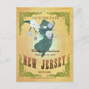 Postal De Anuncios Amarillo Pastel Save The Date - Mapa Con Lindos Pá