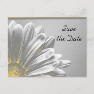 Postal De Anuncios Amarillo resaltado floral Boda Guardar la fecha