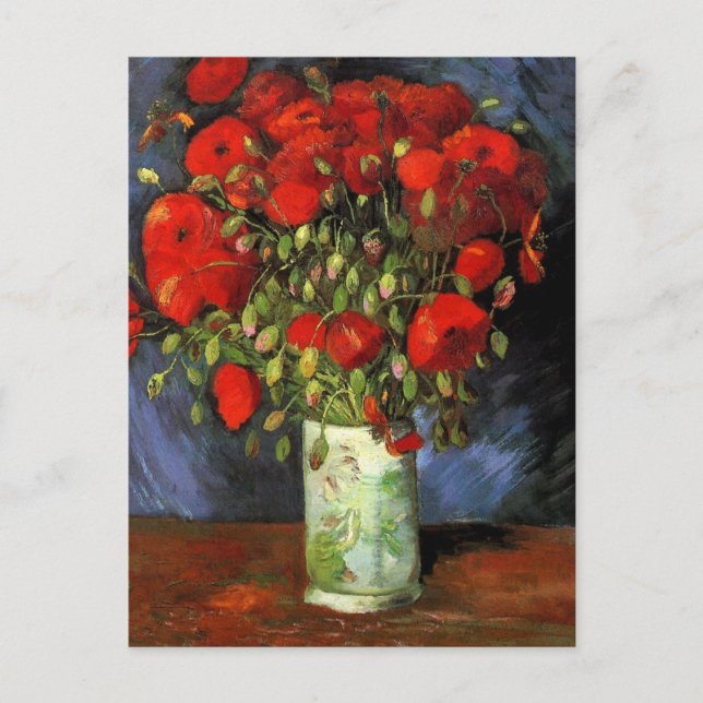 Postal De Anuncios Amariposas Rojas de Van Gogh, Aviso Antiguo de Fec (Anverso)