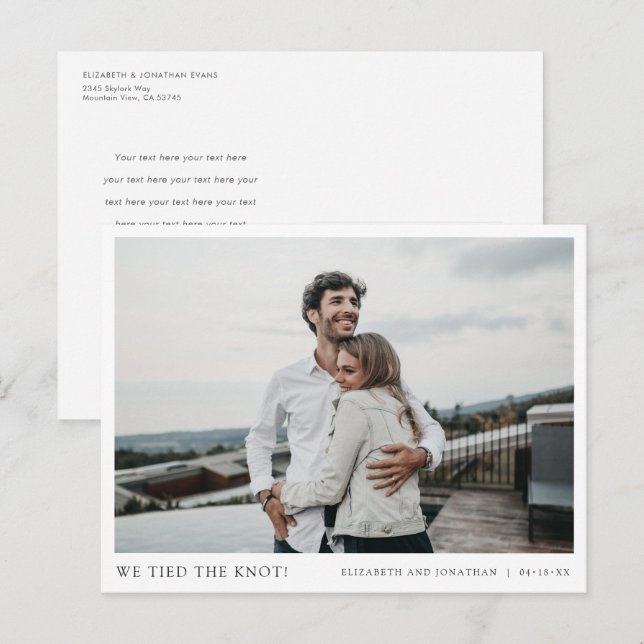 Postal De Anuncios ¡Amarramos el nudo! Boda A de fotografía moderna (Anverso / Reverso)