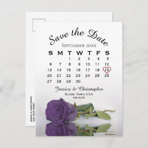 Postal De Anuncios Amethyst Purple Rosa Calendar Save the Date