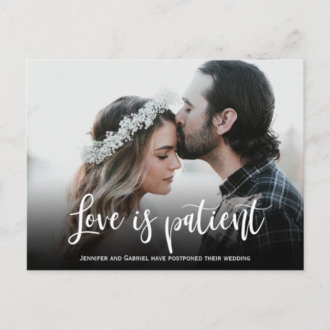 Postal De Anuncios Amor de Boda es Paciente Aplazado Foto Simple (Anverso)