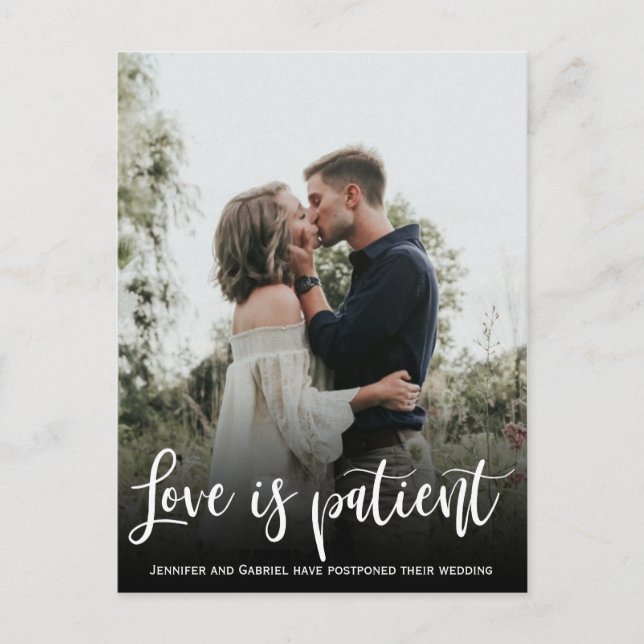 Postal De Anuncios Amor de Boda es Paciente Aplazado Foto Simple (Anverso)