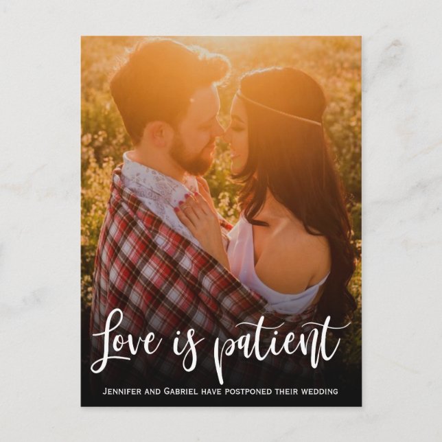 Postal De Anuncios Amor de Boda es Paciente Aplazado Foto Simple (Anverso)