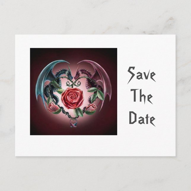 Postal De Anuncios Amor de Dragón Guardar Fecha (Anverso)