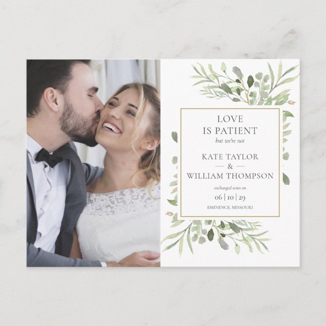 Postal De Anuncios Amor Es Paciente Huida Foto Boda (Anverso)