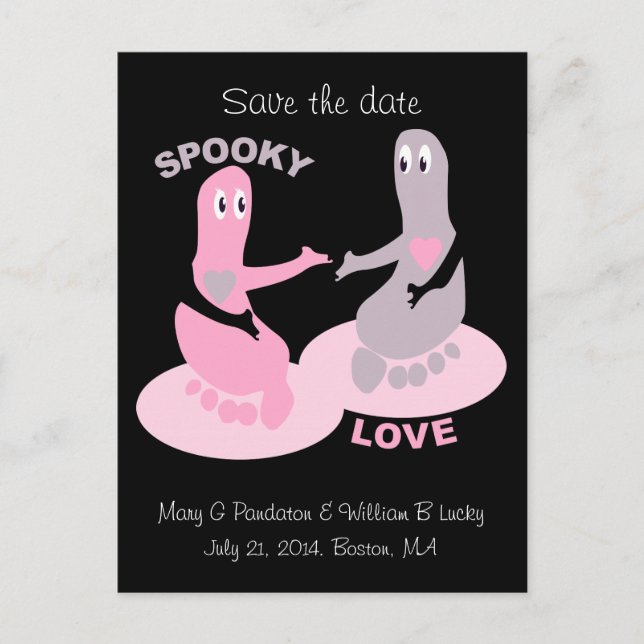 Postal De Anuncios Amor espeluznante, pies fantasmas, salva la fecha (Anverso)