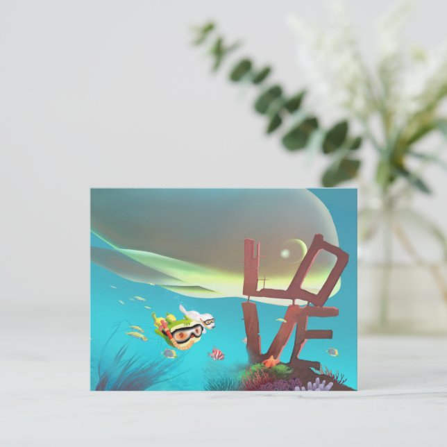 Postal De Anuncios Amor Subacuático (Anverso de pie)