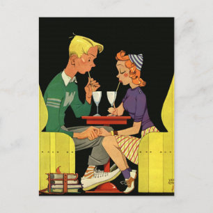 Postal De Anuncios Amor vintage, romance, romántico, salva la fecha