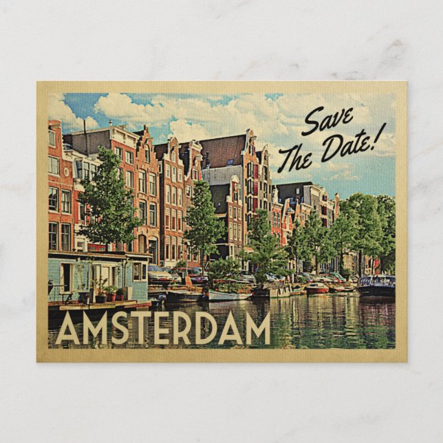 Postal De Anuncios Amsterdam Save the Date Países Bajos Holanda (Anverso)