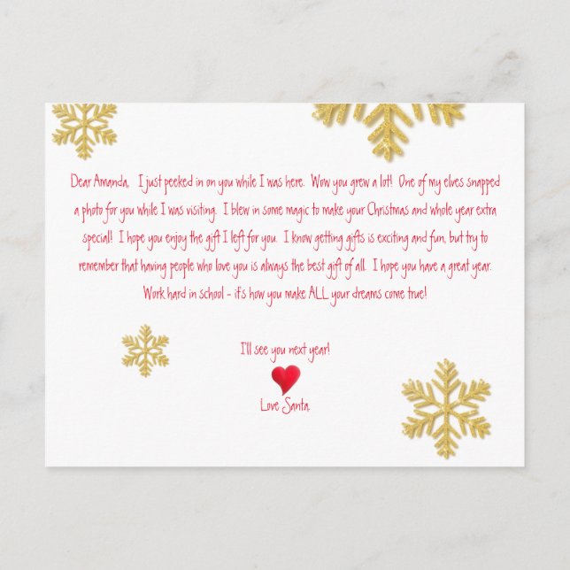 Postal De Anuncios Añadir la foto de Santa visita navidades (Reverso)