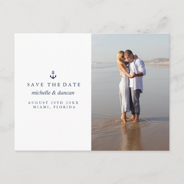 Postal De Anuncios ANCLA DE BODAS NAUTICA Foto GUARDAR LA FECHA (Anverso)