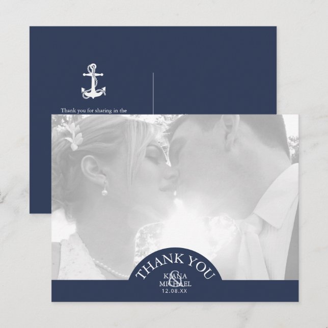 Postal De Anuncios Ancla de Onda Azul Boda Gracias ID836 (Anverso / Reverso)