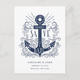 Postal De Anuncios Ancla dibujada a mano Guardar la fecha