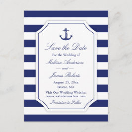 Postal De Anuncios Ancla Náutica Cuña de Rayas de la Marina Boda Guar