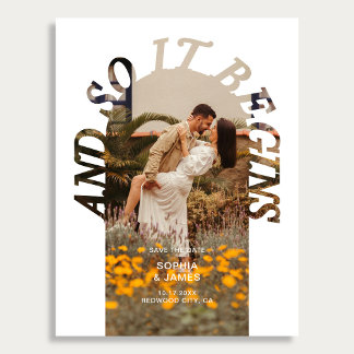 Postal De Anuncios And So It Begins Arch Photo Wedding Save The Date