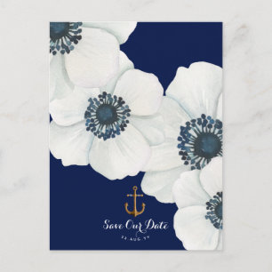 Postal De Anuncios Anémona Blanca Marina Náutica + Ancla Salva la Fec