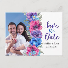 Postal De Anuncios Anémona Floral Foto Boda Salva la Fecha